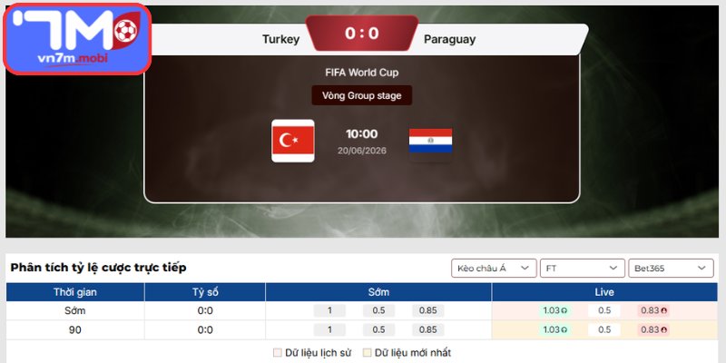 Kèo Châu Á trận Thổ Nhĩ Kỳ vs Paraguay (10:00 20/06 | Bảng D - World Cup)